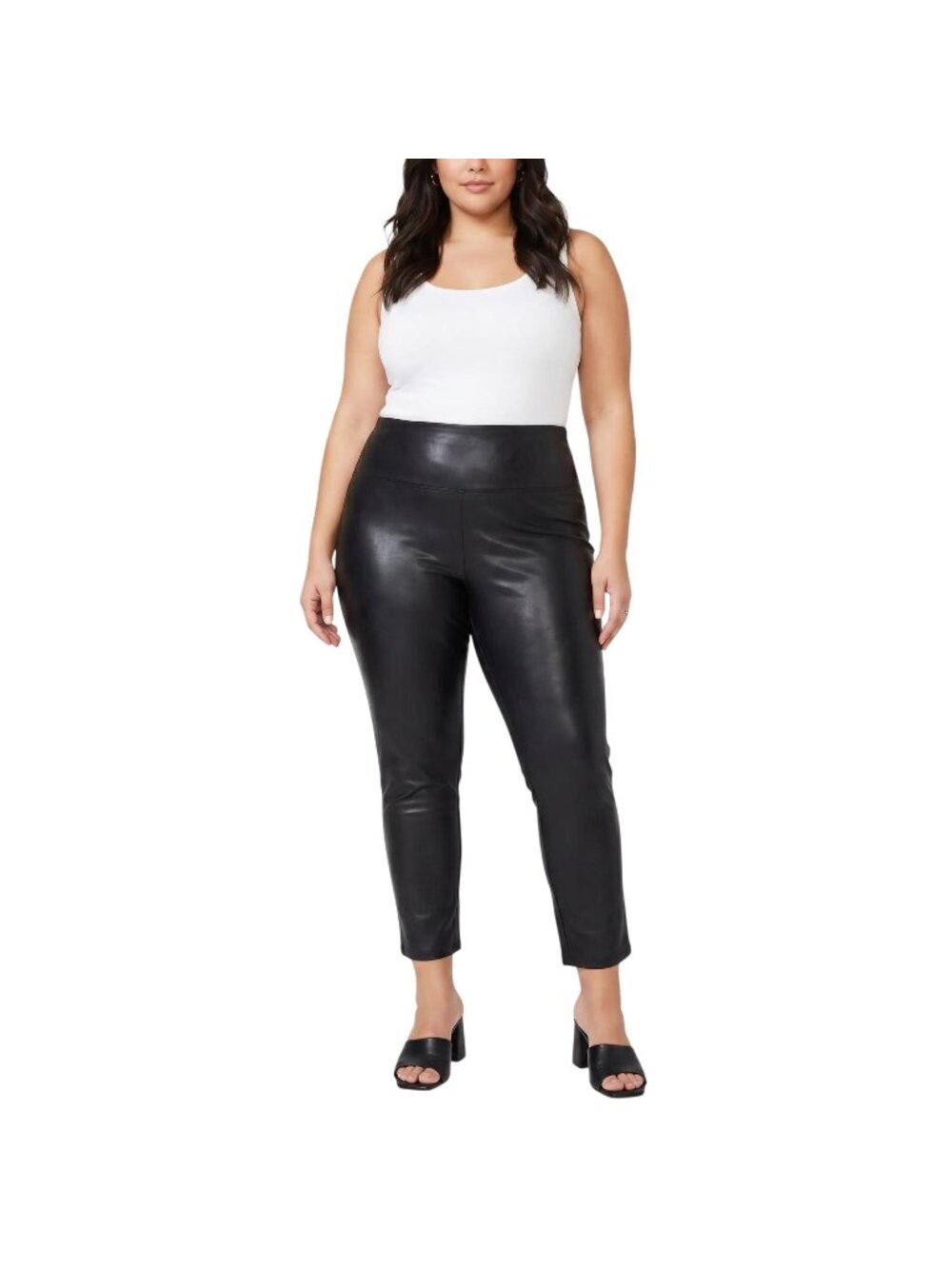 RACHEL ZOE Women's‎ Pull-On Pants Tummy Control Black Faux Leather Size 3X NWT